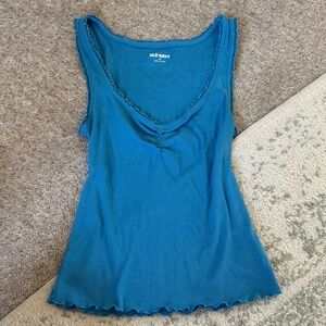 Old Navy Teal Ribbed Scoop Neck Tank